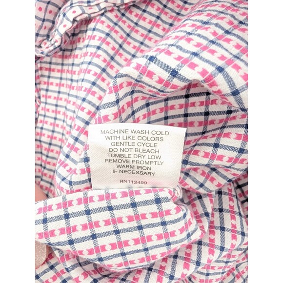 TailorByrd Collection Logo Pink Polka Dot Gingham Button Dress Shirt Sz Large - Picture 9 of 9
